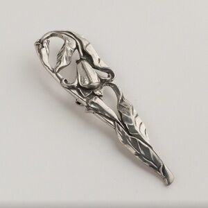 🇨🇦Stamped 1987 Seagull Pewter Floral Lily Brooch Pin